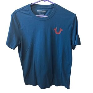 True Religion Blue T Shirt Buddha Guitar Graphic Short Sleeve Crew Neck- small